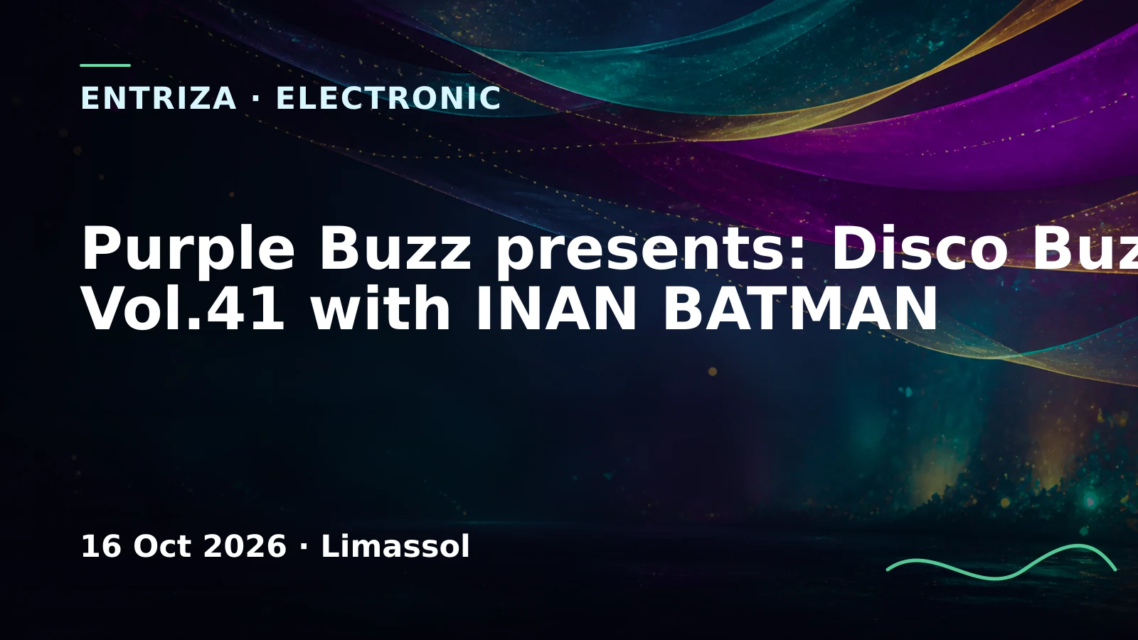 Redaktionelle Entriza-Grafik für Purple Buzz presents: Disco Buzz Vol.41 with INAN BATMAN in Limassol
